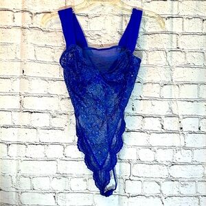 ⭐️ Victoria’s Secret royal blue sexy sheer lace one piece Teddy women 34C